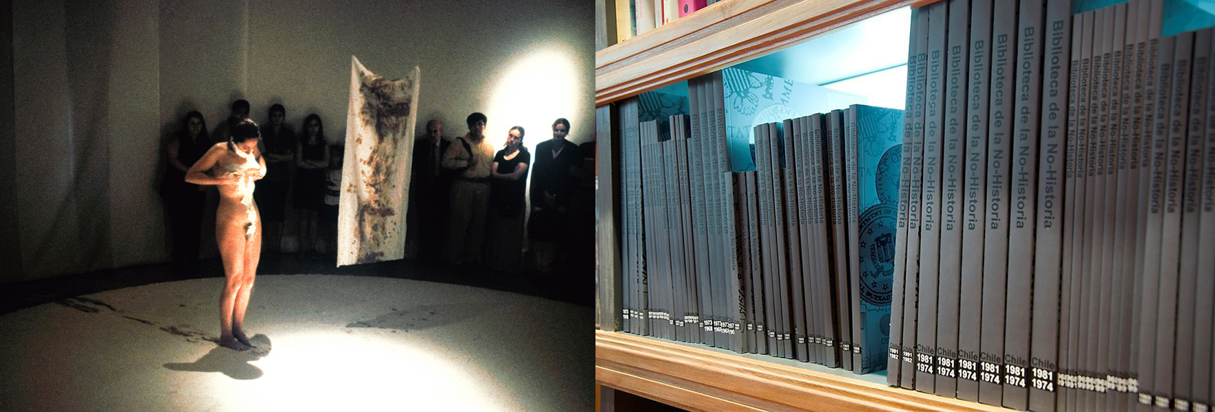 El cuerpo de la memoria, de Janet Toro (1999), et la Biblioteca de la no-historia, de Voluspa Jarpa (2010). Photos reproduites avec l'aimable autorisation des artistes.