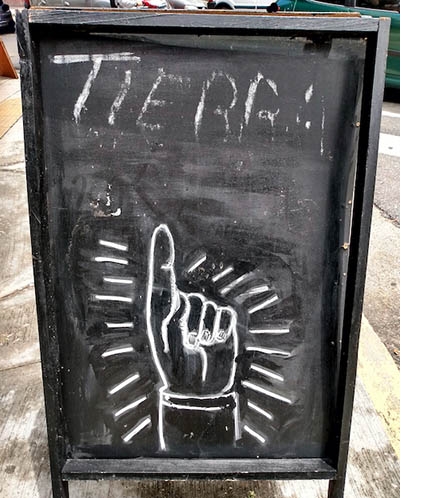 blackboard on street