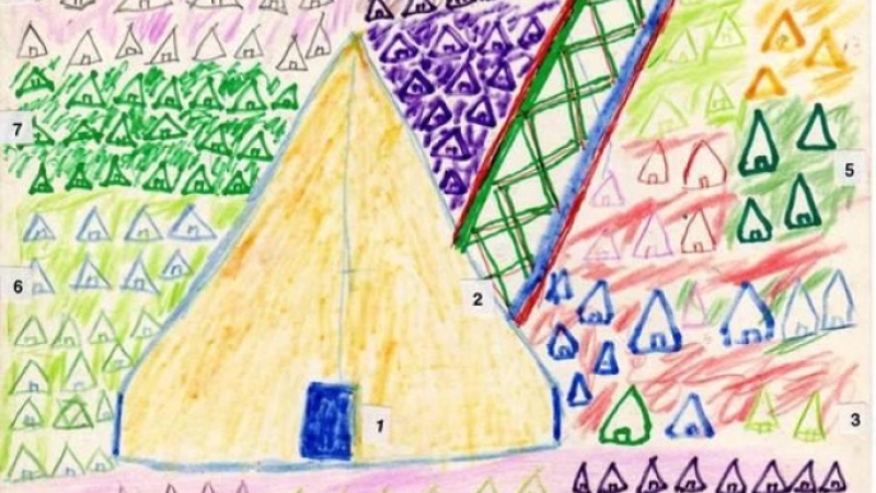 Detalhe de 'Malocosmos', de Firmínio Marubo, em Delvair Montagner, A morada das almas, Museu Paraense Emílio Goeldi, 1996.