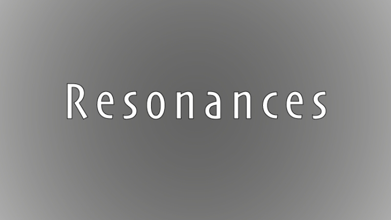 greyscale gradient with the word Resonances written on top